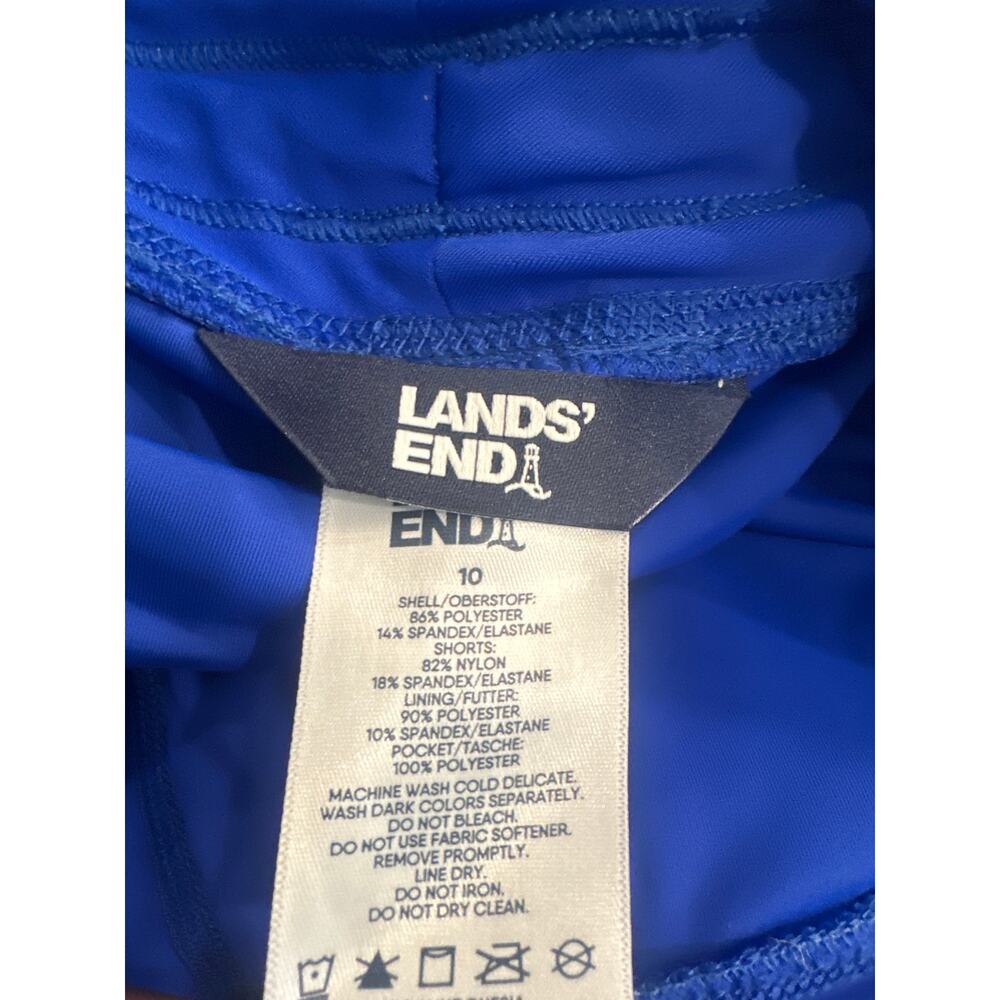 Lands' End Skort Size 10 Blue Gingham Floral - Picture 3 of 4